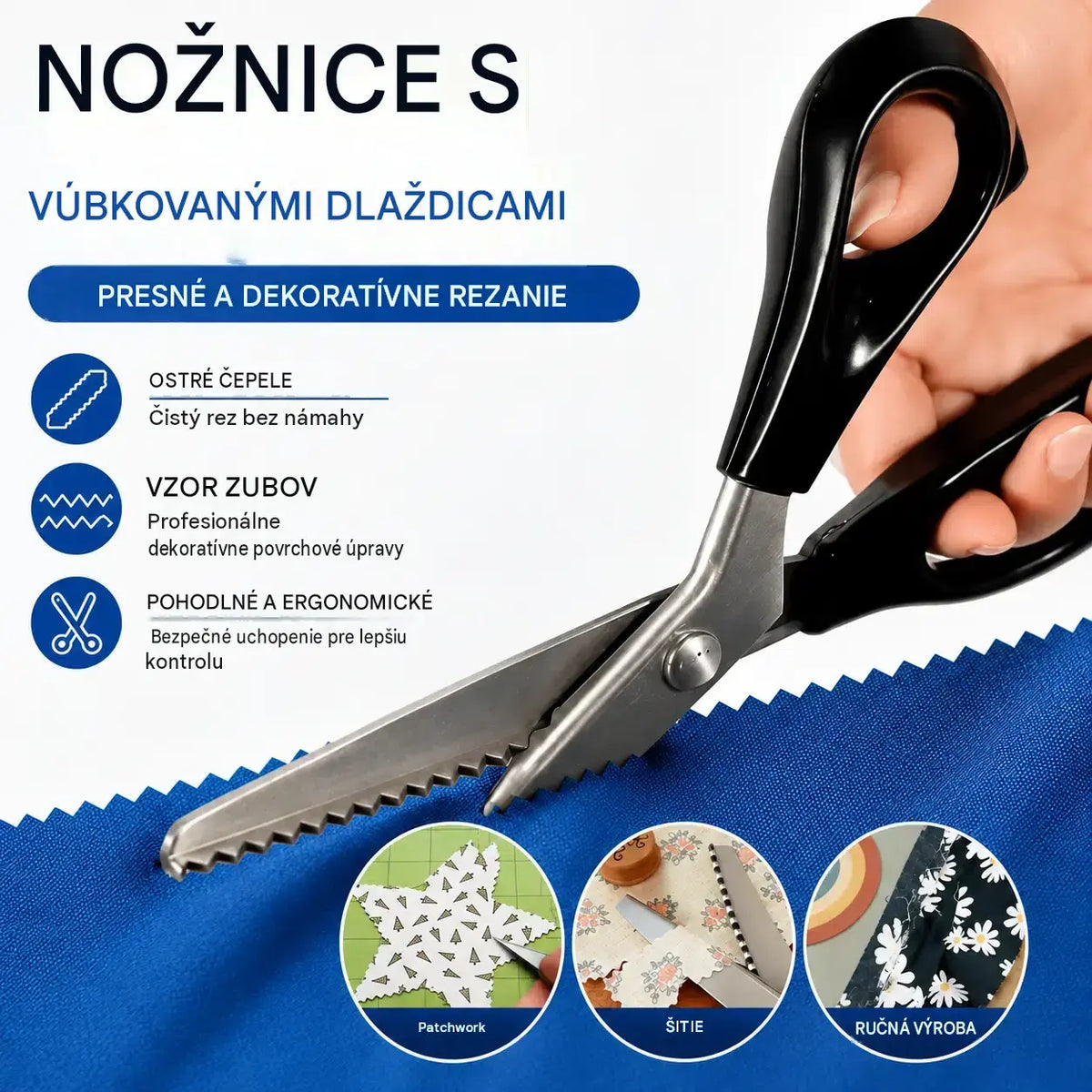 🔥✂️ Nožnice na čipku so zúbkovaným okrajom pre domácnosť – ľahko vystrihnete krásne tvary