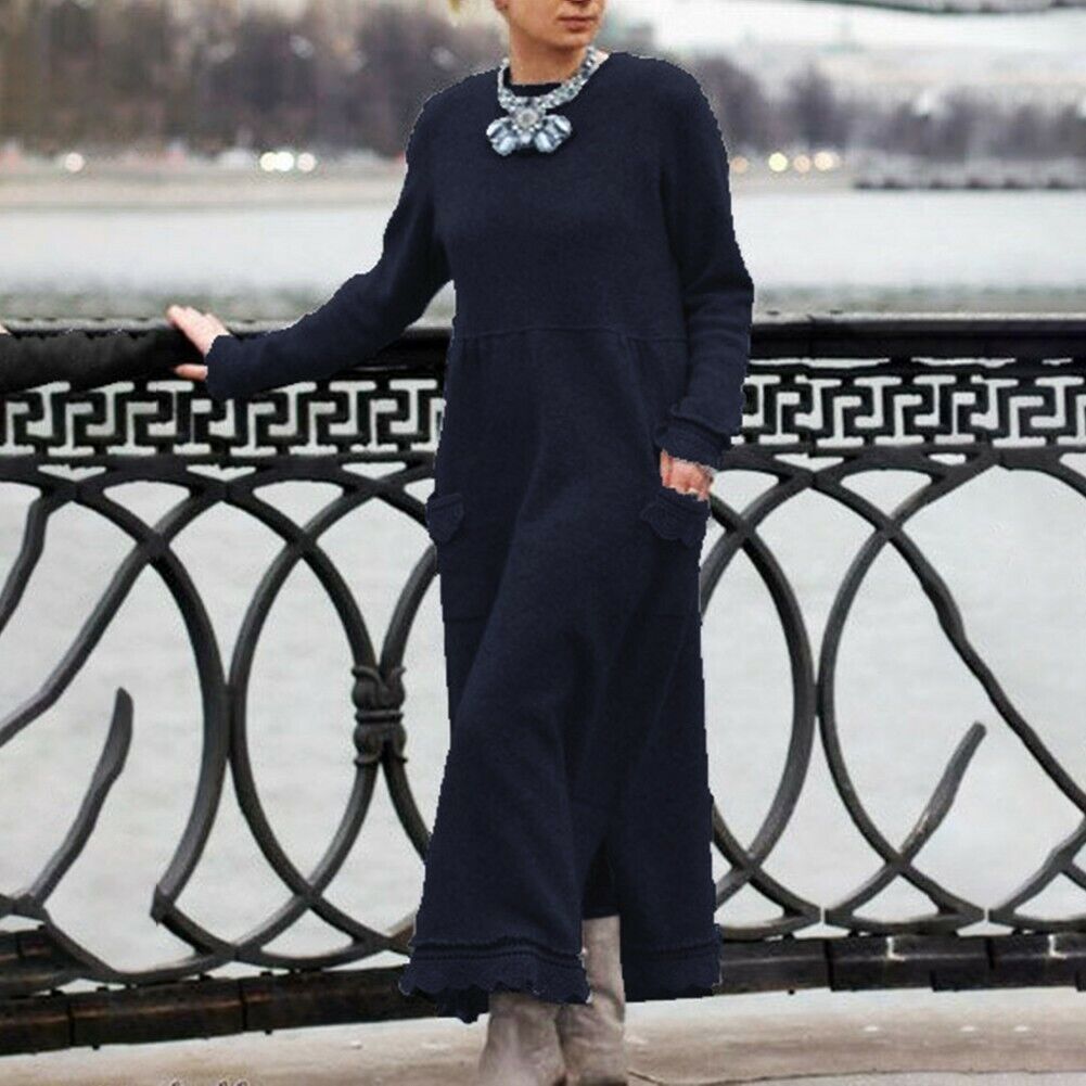 🔥👗【S-5XL】2025 Zima ❄️ Stylowa sukienka maxi z dzianiny i koronki + aksamitna bluza – moda i komfort w jednym! ✨