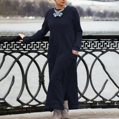 🔥👗【S-5XL】2025 Zima ❄️ Stylowa sukienka maxi z dzianiny i koronki + aksamitna bluza – moda i komfort w jednym! ✨