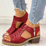 💟【35-41】Klasyczne skórzane sandały damskie na grubej platformie-3699703