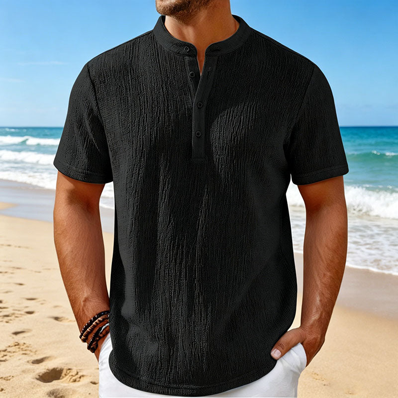 【Oferta al 50%】【S-4XL】Camiseta de hombre con textura llamativa y cuello Henley, cómoda y con estilo para el día a día.