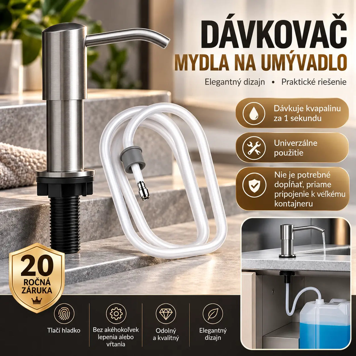 Sada predĺženia dávkovača saponátu do drezu
