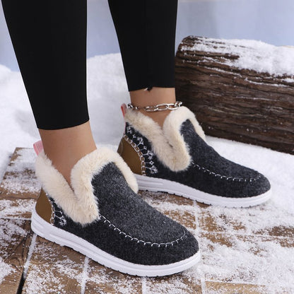 👞【36-43】2024 Jesienno-zimowe nowe damskie krótkie buty i śniegowce z podszewką pluszową-3769665