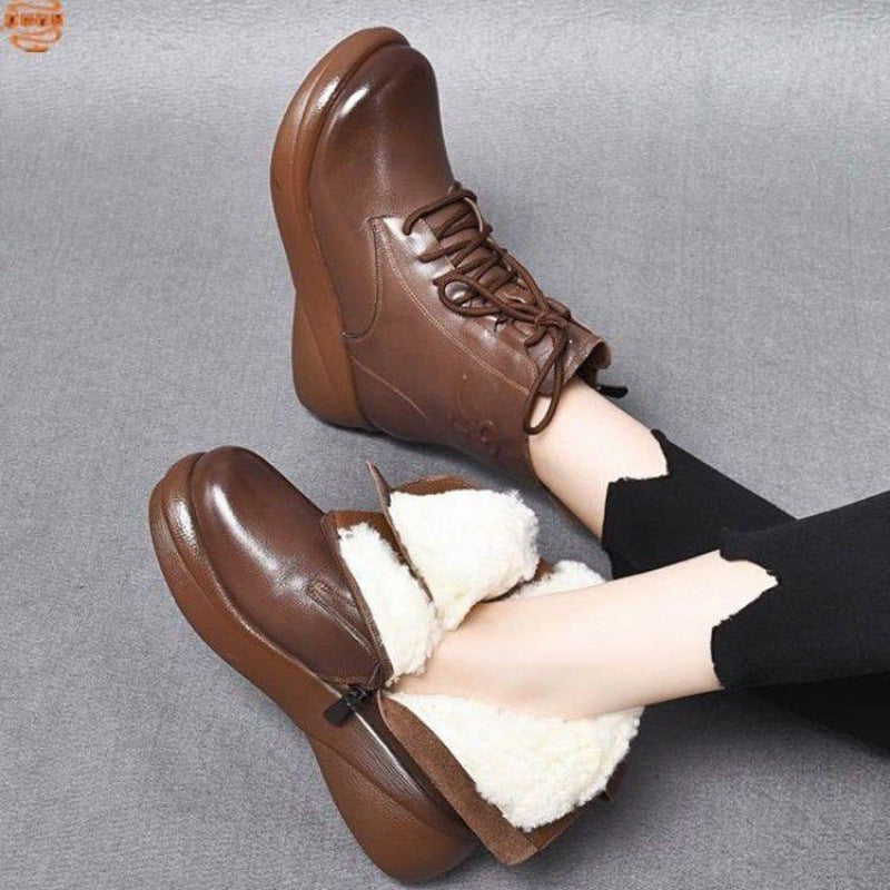 🔥❄【35-40】2024 jesienne i zimowe nowe modne buty na grubej podeszwie uniwersalne ciepłe bawełniane buty-3843787