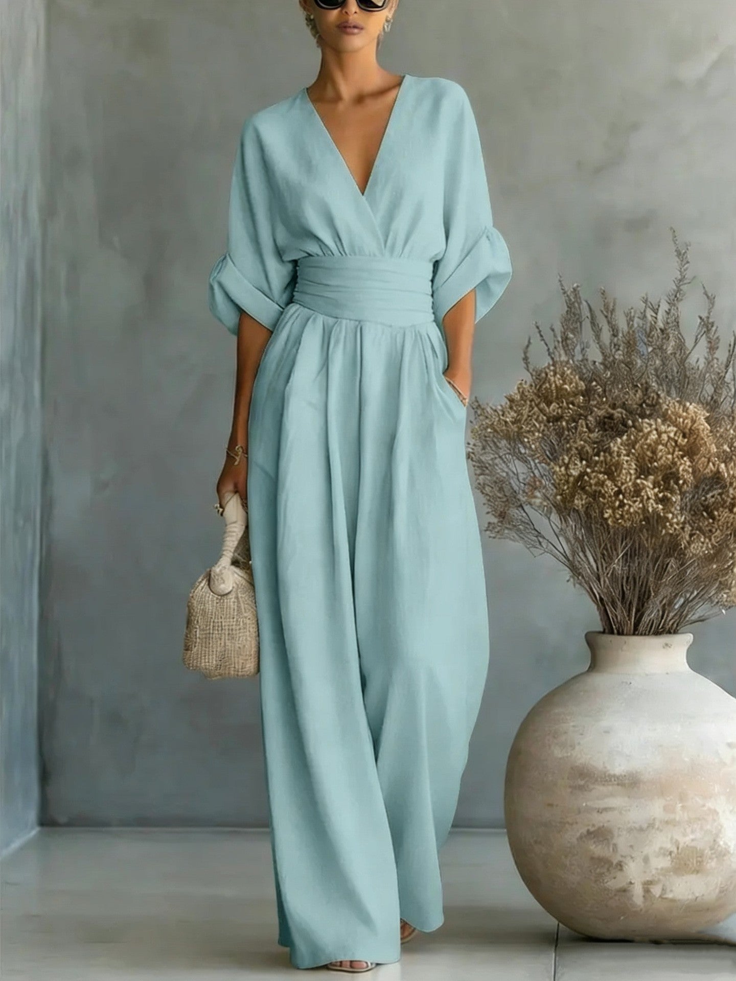 🌿【S-5XL】Mono elegante de tejido natural – realza la cintura y disimula imperfecciones.