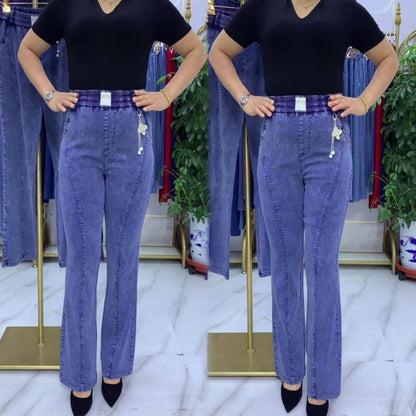 👖【високо качество】【M-4XL】Дамски еластични дънки с висока талия
