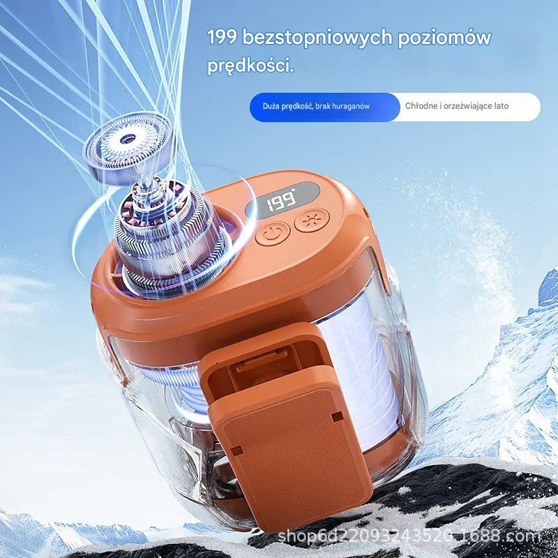 🌀 Wentylator bez użycia rąk z wyświetlaczem LED, wbudowanym klipsem i 199 poziomami regulacji