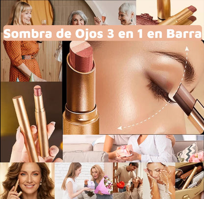 🔥【Compra 1 y recibe 1 gratis】 ✨Sombra de Ojos 3 en 1 en Barra – Brillo Instantáneo, Efecto Lifting y Larga Duración 💄