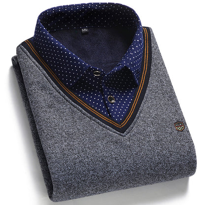 💥👔💥【Jesienna wyprzedaż】💥 [M-4XL] Męska koszula z dzianiny i aksamitu