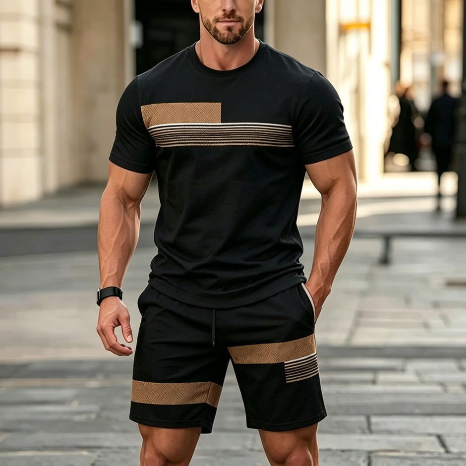 ✨【Pago contra entrega✅️】Conjunto deportivo de dos piezas para hombre, ideal para el verano: camiseta cómoda de manga corta y pantalones cortos.