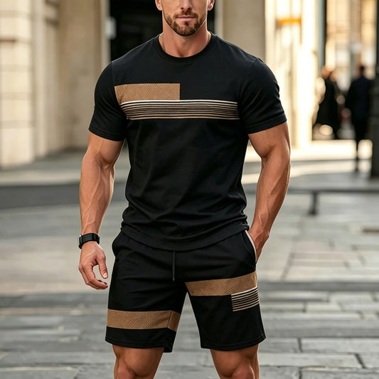 ✨【Pago contra entrega✅️】Conjunto deportivo de dos piezas para hombre, ideal para el verano: camiseta cómoda de manga corta y pantalones cortos.