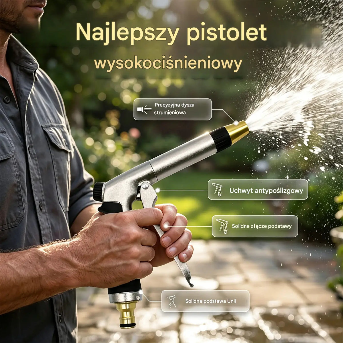 🥳 50% taniej! 🏠💦 Pistolet na wodę wysokociśnieniowy – idealny do mycia samochodu, podlewania ogrodu oraz czyszczenia elewacji i mebli ogrodowych 🌿🚘