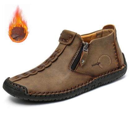 🥾Botas Martin de piel auténtica para hombre, con cremallera, hechas a mano, cálidas, cómodas y elegantes, ideales para el invierno.（ 38-48）