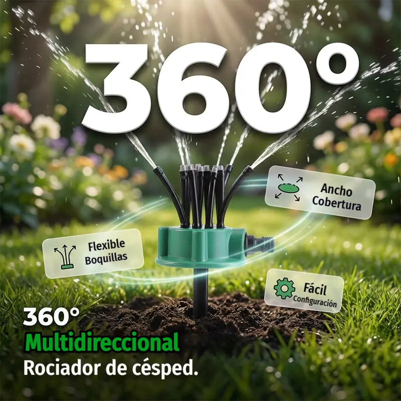 ✨ Aspersor automático multicabezal de jardín de 360° ✅️Pago contra entrega