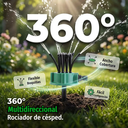 ✨ Aspersor automático multicabezal de jardín de 360° ✅️Pago contra entrega
