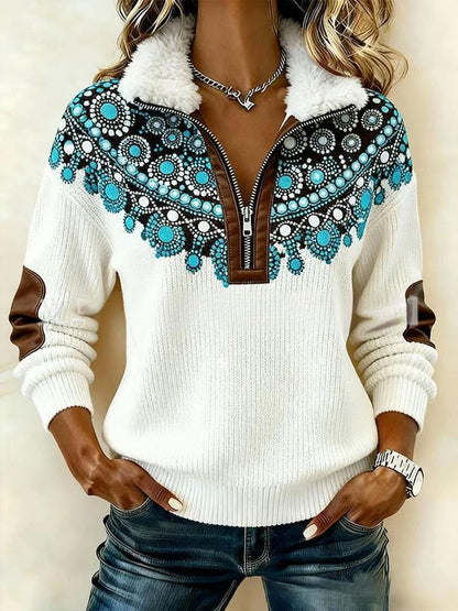 【S-3XL】Časovno omejeno presenečenje: 50 % popust!🔥🔥 Pulover z dolgimi rokavi in potiskom ter krznenim kardiganom