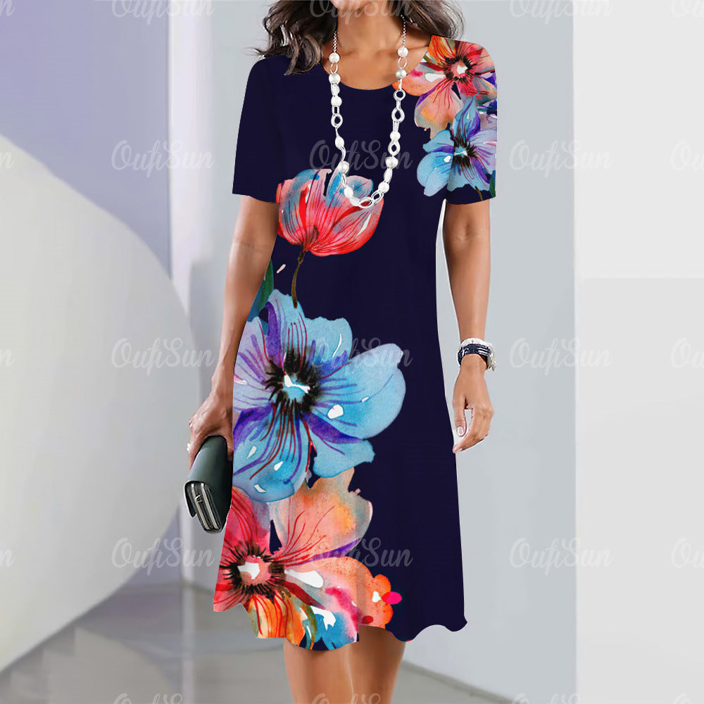 👗💖【S-5XL】Vestido sexy de cuello redondo con estampado 2025 para mujer.
