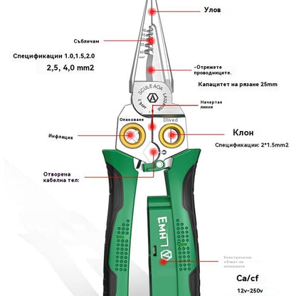 🔥🔧【Промоционална оферта】🔧Многофункционален 7-в-1 инструмент за оголване на кабели от неръждаема стомана, комбиниращ функции за оголване и рязане на кабели.