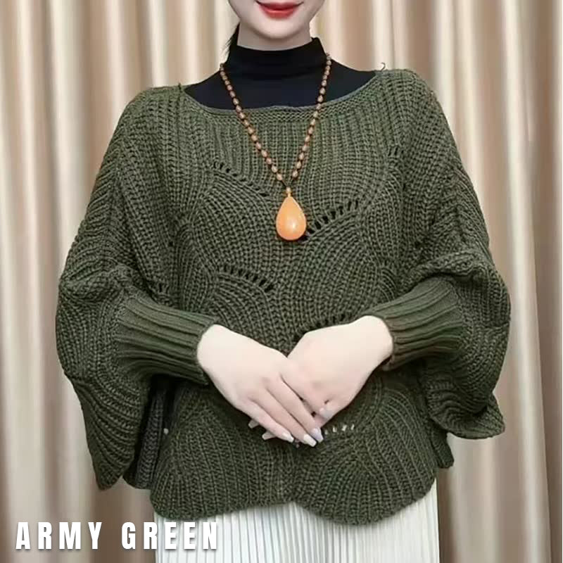 🔥🌈 【40-80 KG】 2024 zimowy popularny damski sweter z rękawami nietoperzowymi-3840787