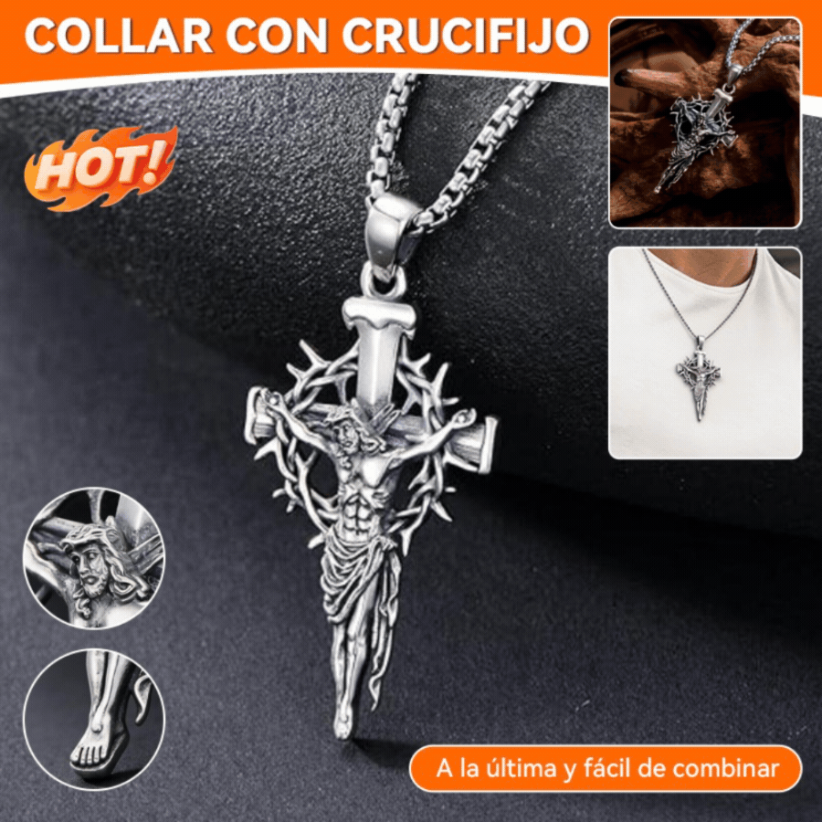 🔥【¡50% de descuento! ¡Solo hoy compra 1 y llévate 1 gratis!】🔥Collar con colgante de cruz y halo de espinas