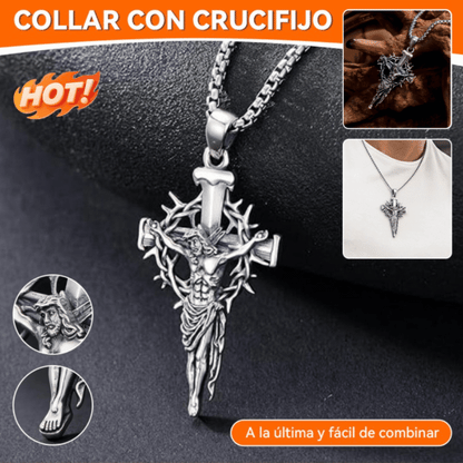 🔥【¡50% de descuento! ¡Solo hoy compra 1 y llévate 1 gratis!】🔥Collar con colgante de cruz y halo de espinas