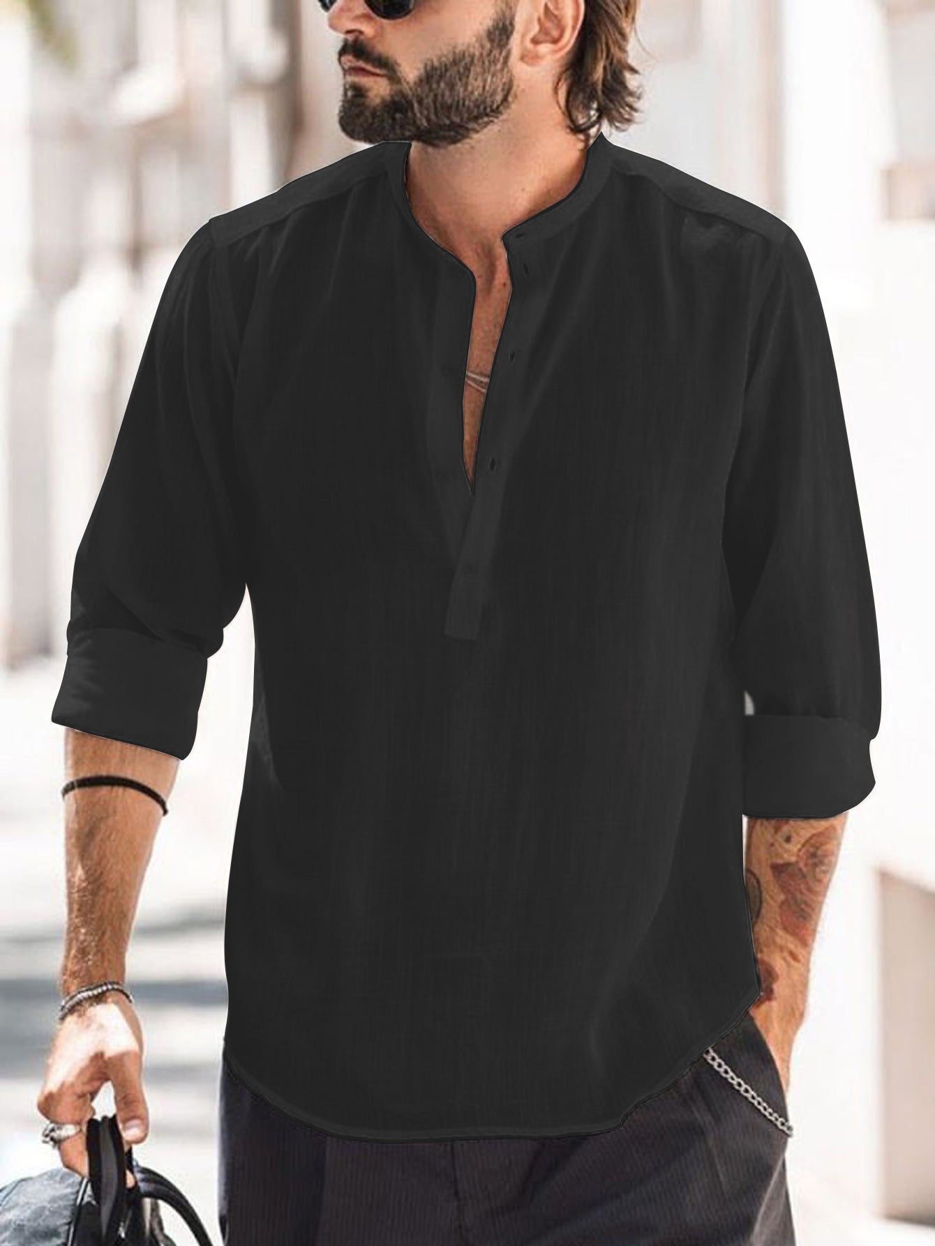 👔Camisa informal de hombre confeccionada en algodón y lino. ✅️Pago contra entrega
