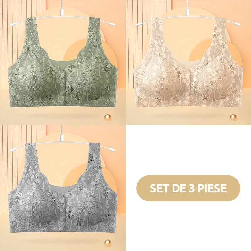 😍【Set od 3 dijela】 ❤️【40-100 kg】👙Prekrasan ženski čipkasti grudnjak s kopčanjem sprijeda, bez žice