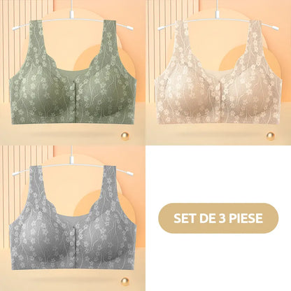 😍【Set od 3 dijela】 ❤️【40-100 kg】👙Prekrasan ženski čipkasti grudnjak s kopčanjem sprijeda, bez žice