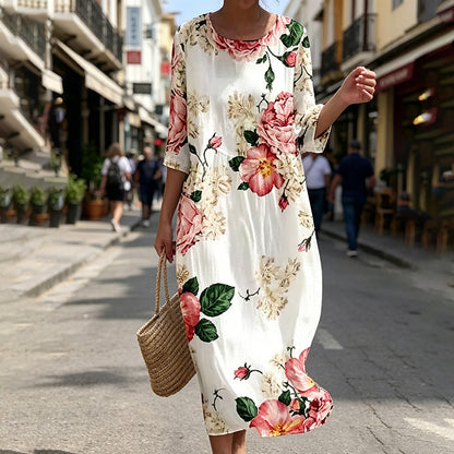 🌸🌸【50% de descuento】🔥【S-8XL】 2026 nuevo vestido con estampado de flores y cuello