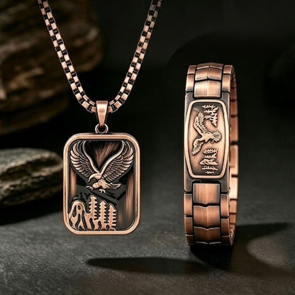 🔥【Pulsera + Collar】Pulsera magnética para hombre con diseño de águila