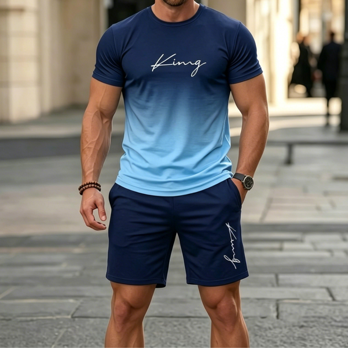 ✨【Pago contra entrega】Conjunto deportivo de verano de 2 piezas para hombre: cómoda camiseta de manga corta y pantalones cortos para uso diario y en casa.✅️Pago contra entrega