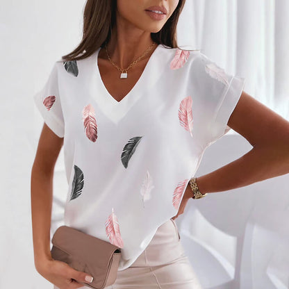 🎉🌈【Ograniczona ilość】🔥✨【S-6XL】2025 Lato Nowy Prosty Wygodny Miękki Damski T-shirt z nadrukiem 3D Piór