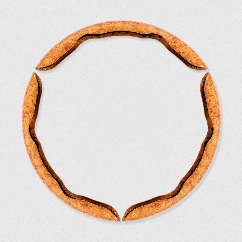 🚗【1 zestaw 3 sztuk】👍👍Drewniany antypoślizgowy pokrowiec na kierownicę samochodową