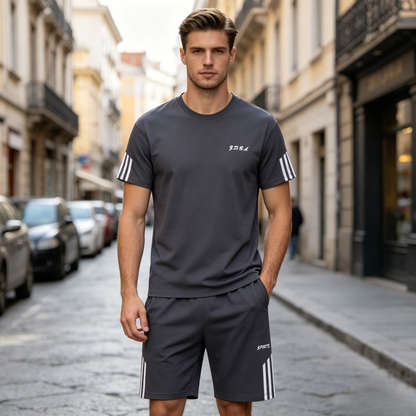 【45-100 kg】Conjunto de verano para hombre, malla transpirable y de secado rápido, estilo moderno, apto para deporte y ocasiones de negocios.