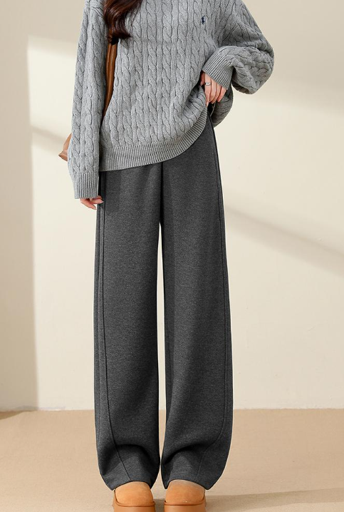 👖🔥Nové podzimní/zimní kalhoty slim fit s širokými nohavicemi z imitace kašmíru.Ležérní, pohodlné, ležérní, rovné nohavice【M-2XL】