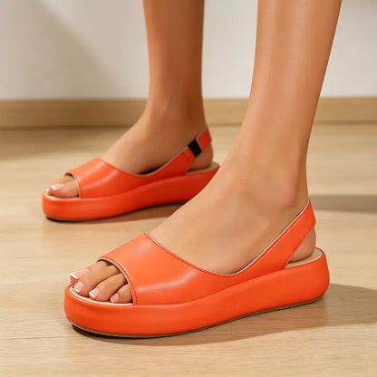 👡Pago contra entrega✅ Sandalias de punta abierta en piel auténtica con plataforma – Suela anatómica suave, estilo sin cordones☀️✨