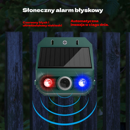 🏆🔥🔥Zewnętrzny solarny ultradźwiękowy odstraszacz ptaków z migającym światłem podczerwonym, czerwoną i niebieską diodą LED