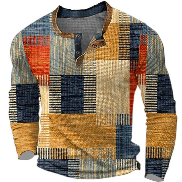 【S-4XL】Męska koszulka polo z długim rękawem i nadrukiem3898733