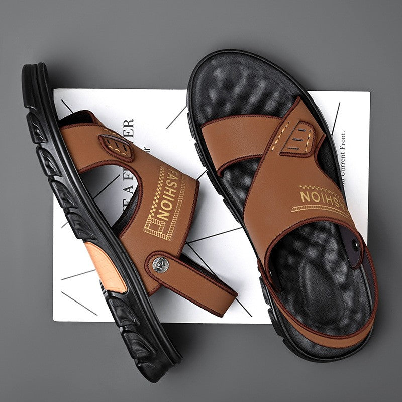 🔥😎【Tallas 38-44】Nuevas sandalias de playa de verano para hombre de cuero genuino con suela suave