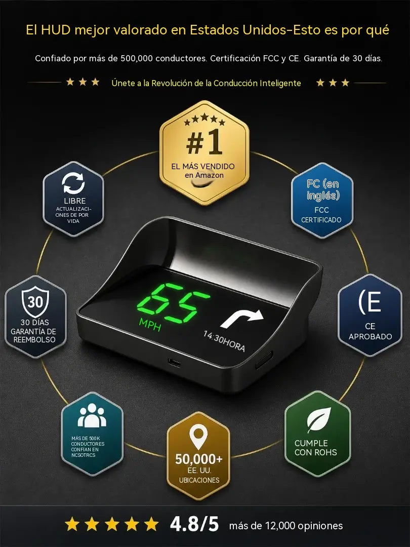 【Navegación GPS Swiss Military con alerta para evitar multas】Nuevo velocímetro y tacómetro GPS con pantalla HUD