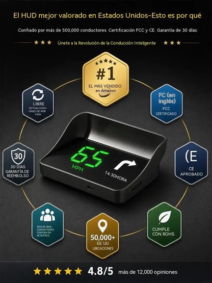 【Navegación GPS Swiss Military con alerta para evitar multas】Nuevo velocímetro y tacómetro GPS con pantalla HUD