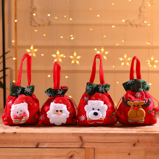 🎄🎁🔔【Zestaw 4 szt.】🦌🎅🏼Urocza torba prezentowa z motywem renifera i Mikołaja