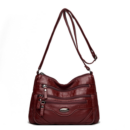 🔥【50% de descuento】💟 Bolso de hombro de piel auténtica de gran capacidad, versátil y elegante, con múltiples compartimentos.