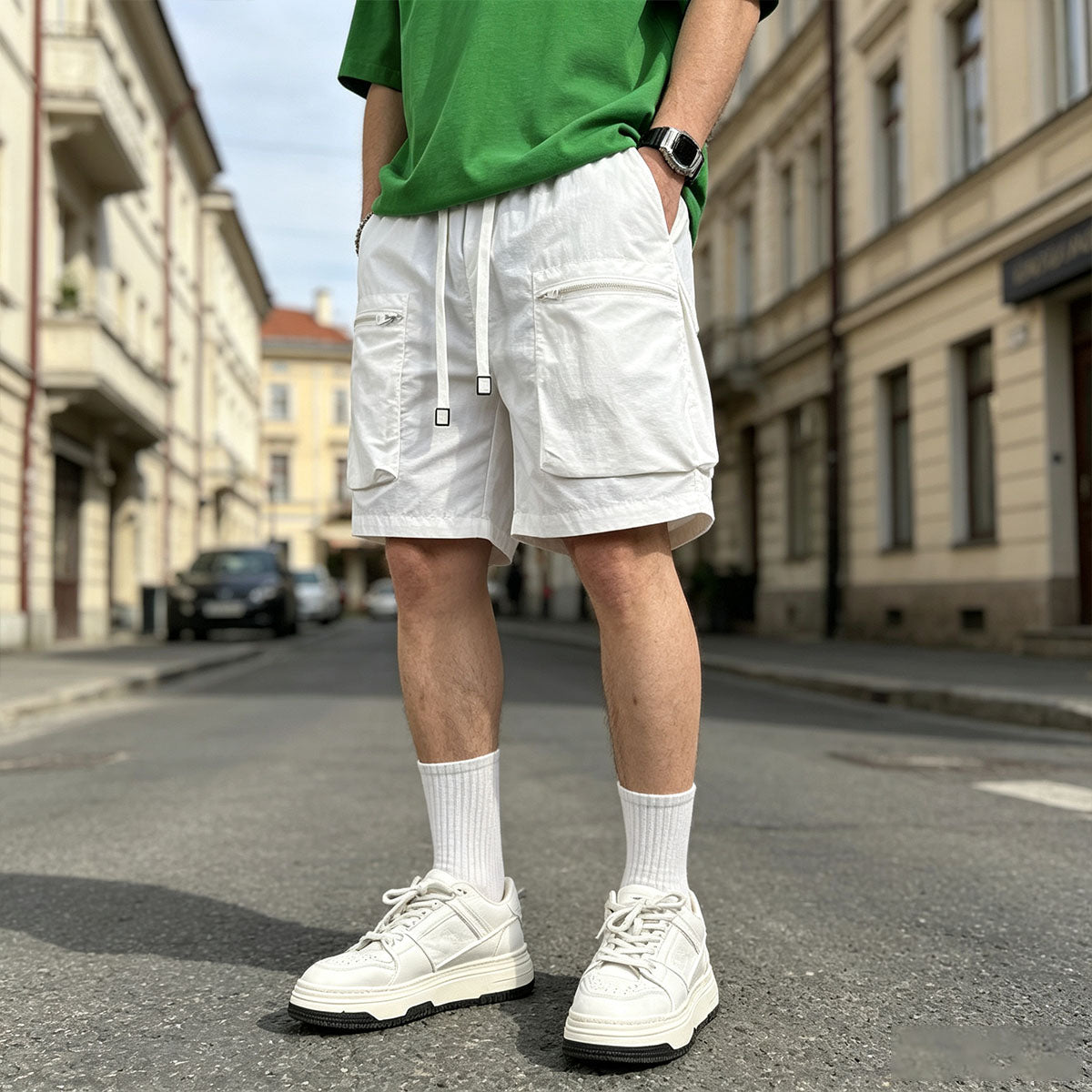 🔥🌴【M-4XL】Nuevos pantalones cortos deportivos casuales de secado rápido para hombre, de seda helada, ideales para el verano