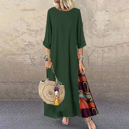 🌾💕[M-5XL] Nowa lniana sukienka w stylu retro z rękawami o średniej długości – miękka i przyjemna w dotyku