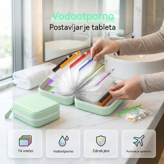 (14 stranica) 💊 Vodootporna torba za lijekove – Prijenosna torba za lijekove i pribor, pogodna za putovanja, dom i svakodnevnu upotrebu.