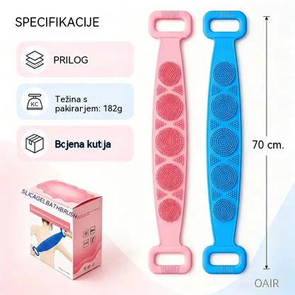 🔥Kupite jedan, drugi dobijete gratis🔥🛁 Dvostrane silikonske rukavice za kupanje – Izuzetno duga četka za piling tijela za jednostavno čišćenje leđa