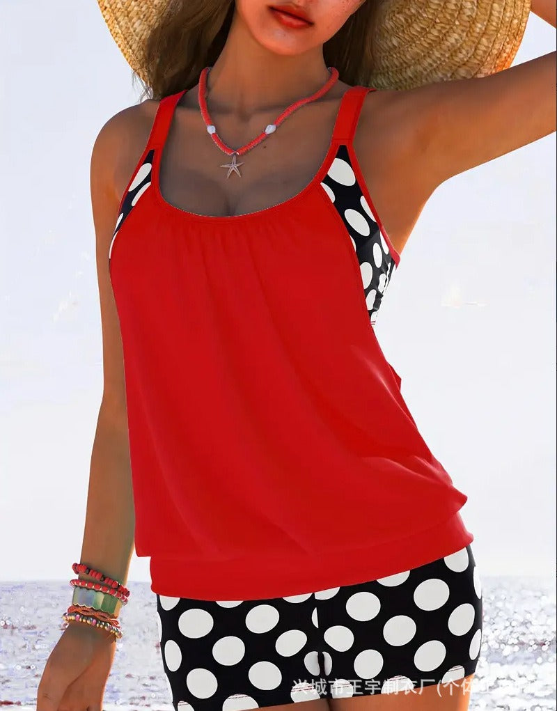 Плащане при доставка🏖️【S-5XL】Секси дамски бански костюм Halter на точки, големи размери 2026
