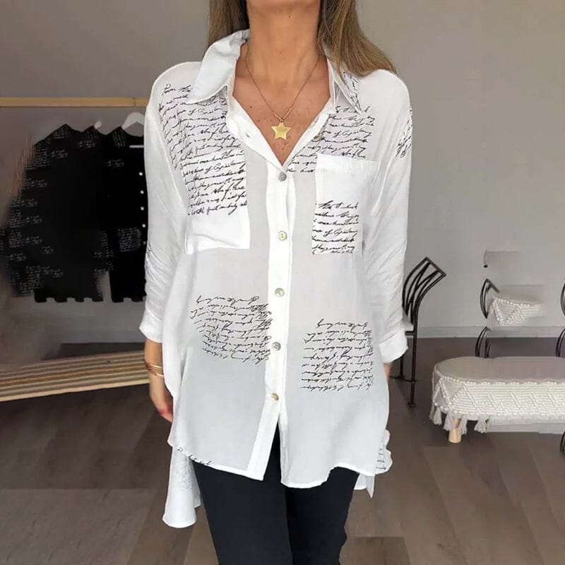 🎁👚【S-5XL】💖2026 nowa modna koszula z nadrukiem na klapach, modna odzież wierzchnia, wygodna i oddychająca