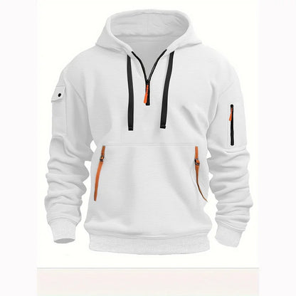 【S-5XL】Męska sportowa bluza z kapturem zapinana na zamek i wiele kieszeni-3766365